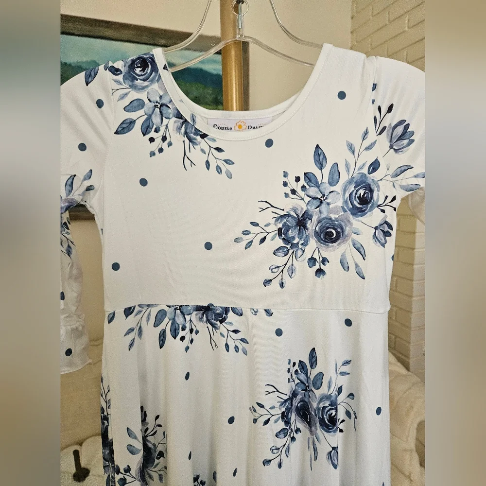 Oopsie Daisy Blue Floral Long Ruffle Dress - Picture 5 of 6